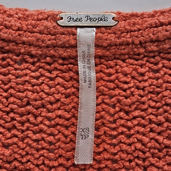 FREE PEOPLE "You Found Me " Orange Oversized Open Weave Dolman Sleeve Top XS - Picture 3 of 12